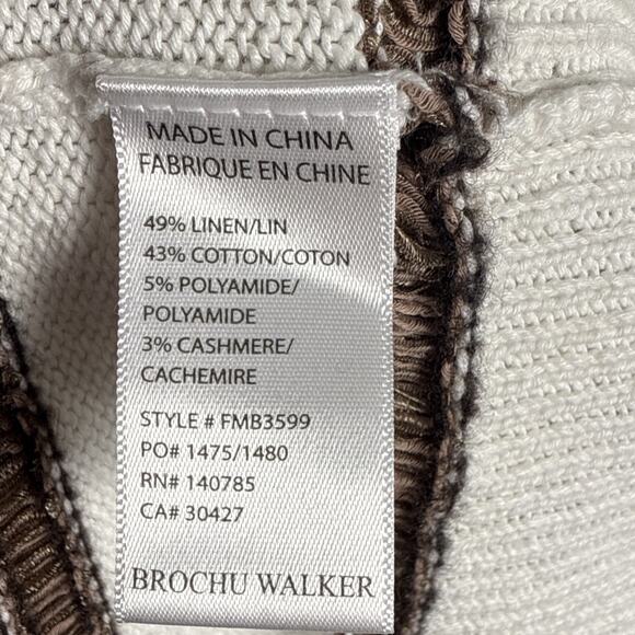 Brochu Walker Danon Taos Stripe Crew‎ Sweater Size Medium Women Linen Blend - Picture 9 of 9
